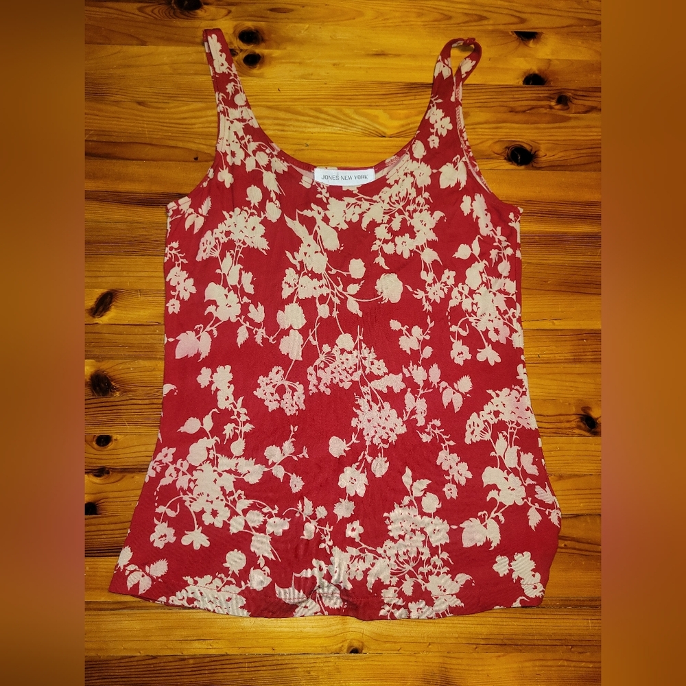 Jones New York Asymmetrical Red Sleeveless Tank